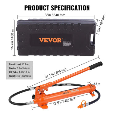 VEVOR Power Hydraulic Cylinder Jack 4/10/12/20 Ton  Autobody Frame Repair Tool Kit Automotive Truck Lifting Jack Heavy Equipment