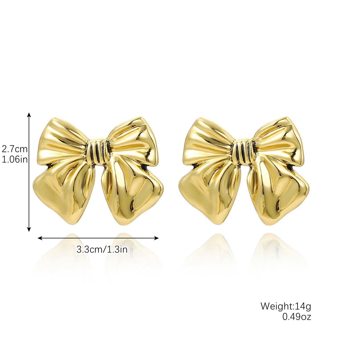 1 Pair Stainless Steel Metal Ribbon Bow Stud Earrings for Women Girls18K Gold Plated Cute Statement Piercing Jewelry Set Gift