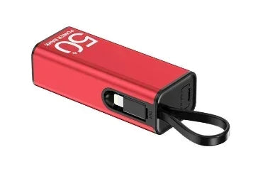 Bank Kuasa Mini 5000mAh Bank Kuasa Mudah Alih Pengecas Cepat Jenis-C/Kabel Kilat Poket Pengecas Bateri Paparan LED
