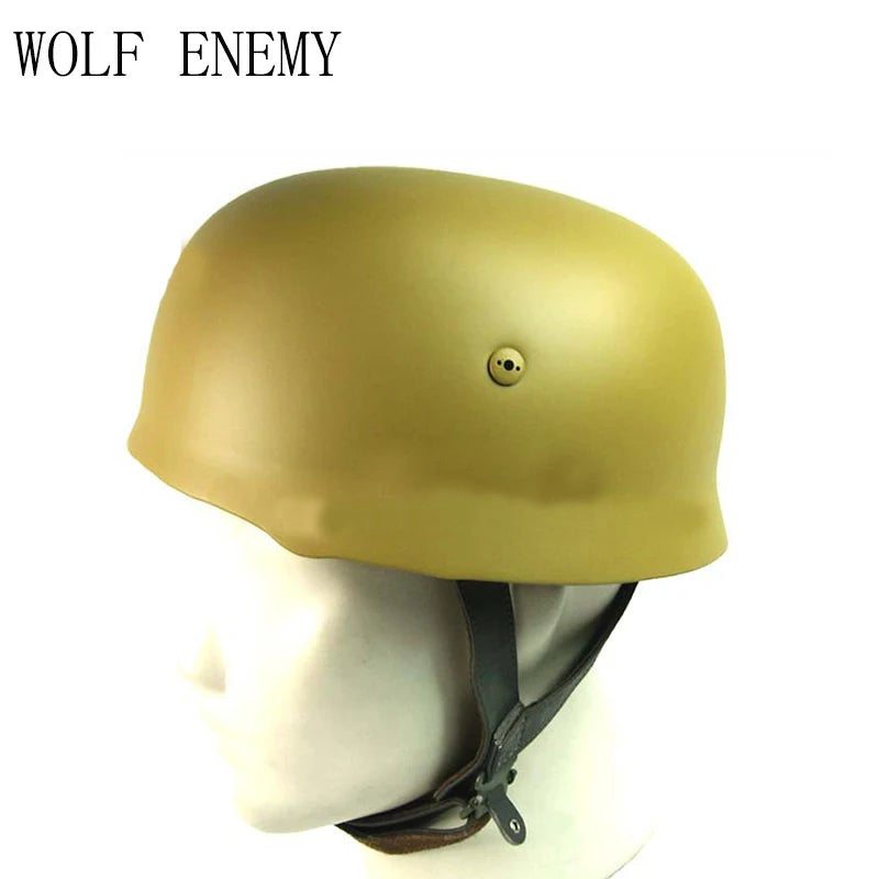 WWII Fallschirmjager M38 Helmet Keluli Dengan Pelapik Kulit Topi Payung Pasukan Kelabu Topi Keledar Perang Dunia 2 M38