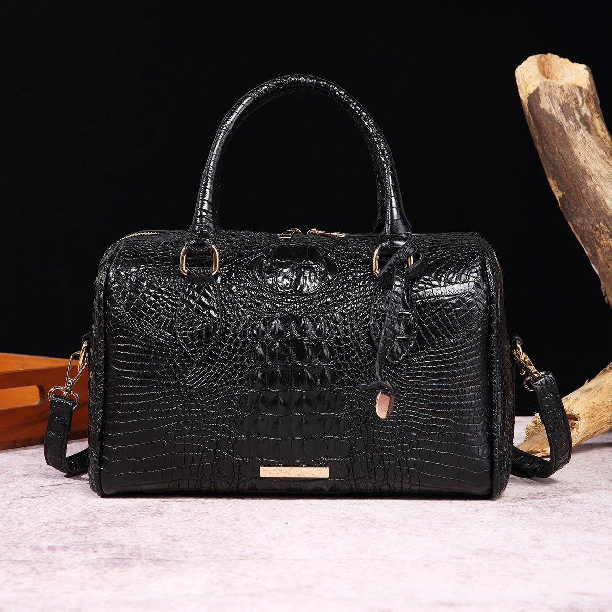 Beg Tangan Boston Timbul Buaya Ombre Beg Selempang Gaya Klasik Dompet Beg Kulit Wanita