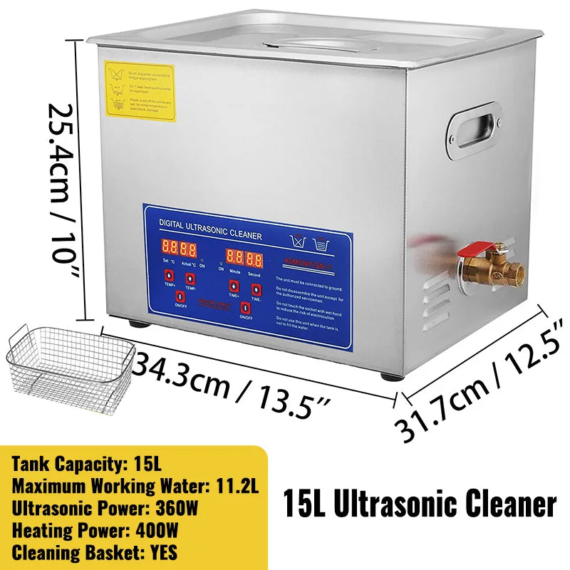 VEVOR 1.3L 2L 3L 6L 10L 15L 22L 30L Pembersih Ultrasonik Lave-Pinggan Pinggan Mudah Alih Mesin Basuh Pencuci Pecah Ultrasound Peralatan Rumah