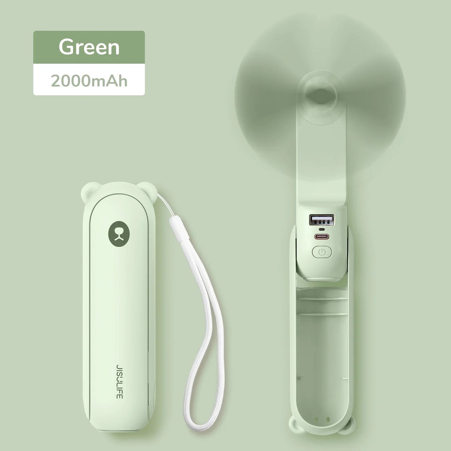 JISULIFE Kipas Pegang Tangan Mini Mudah Alih, USB Boleh Dicas semula 4500mAh Kipas Kecil Senyap untuk Rumah, Kipas Poket, Penyejukan ElektrikVentoinha
