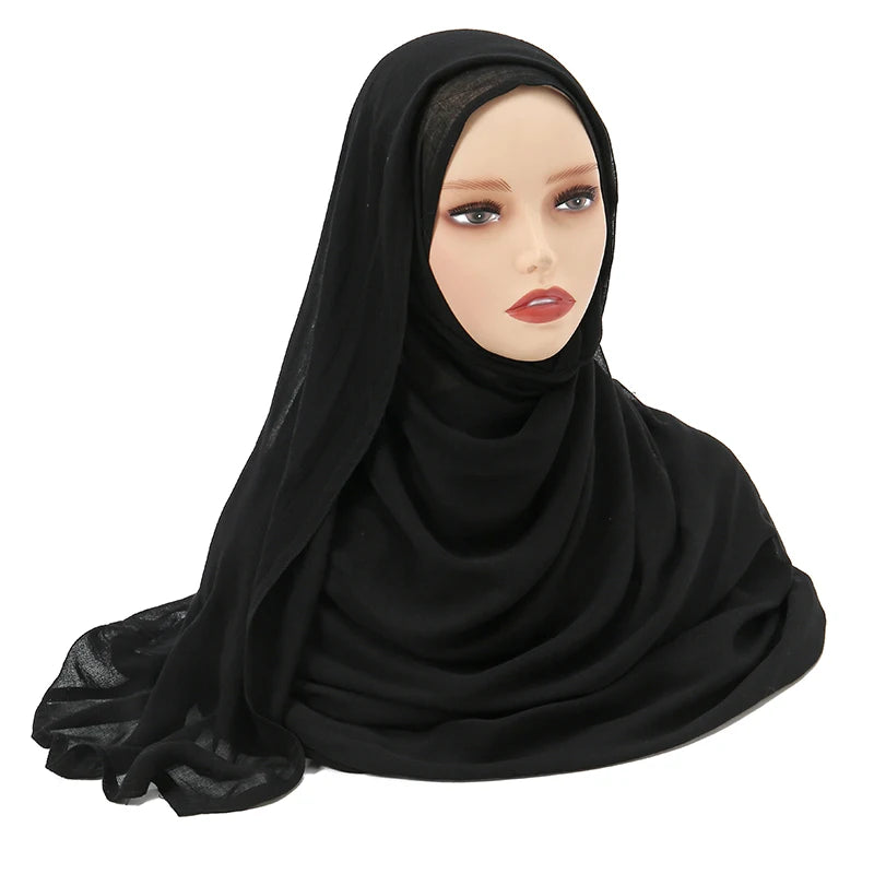Tudung Muslimah untuk Wanita Selendang Nipis Polos Selendang Femme Musulman Lembut Viscose Rayon Tudung Kepala Serban Islami 200x85cm