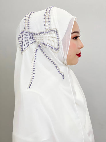 Muslim Big Bow Hijab Beaded Hijab Hantar Hiasan Arab Hijab Wanita Hijab Berkilat Lembut Mudah Dipakai Hijab Turkey Head Wrap Scarf
