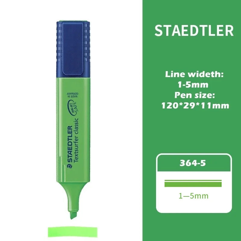 1pcs STAEDTLER 364 Color Highlighter Pen 1-5mm Seni Klasik Penanda Titik Pelapik Kertas Serlah Lukisan Faks A6110