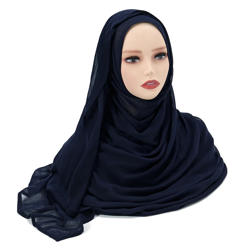 Tudung Muslimah untuk Wanita Selendang Nipis Polos Selendang Femme Musulman Lembut Viscose Rayon Tudung Kepala Serban Islami 200x85cm