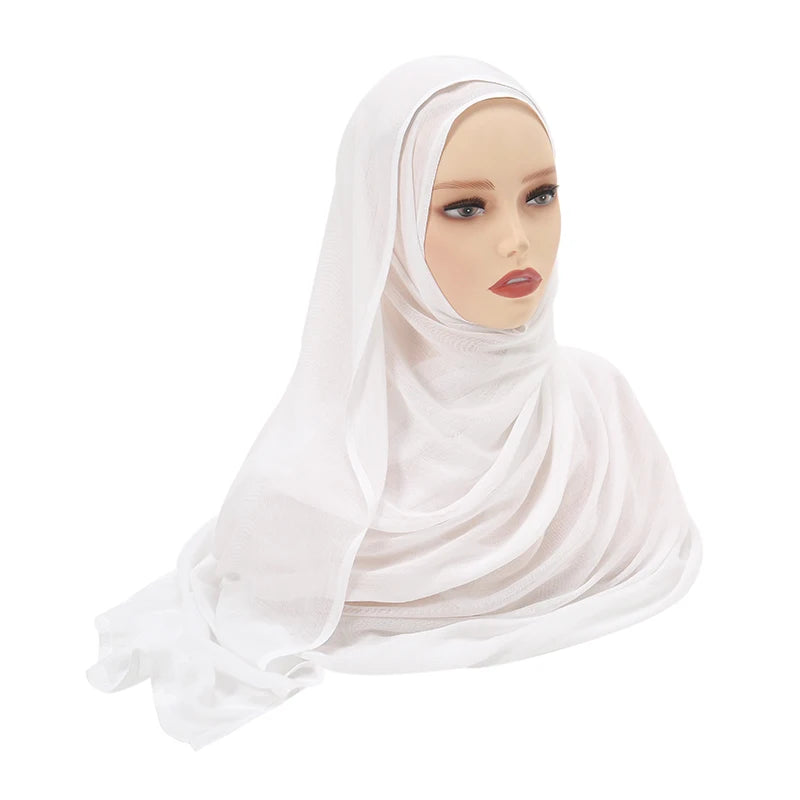 Tudung Muslimah untuk Wanita Selendang Nipis Polos Selendang Femme Musulman Lembut Viscose Rayon Tudung Kepala Serban Islami 200x85cm