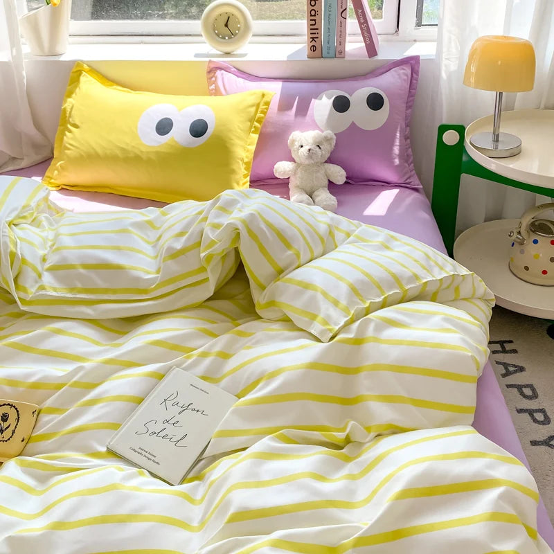 Nordic Sling Bed 150 Bedding Sets Stripes Duvet Cover Set Quilt Cover Bed Sheet Quilt Sets Queen Size INS Blogger Comforter Sets