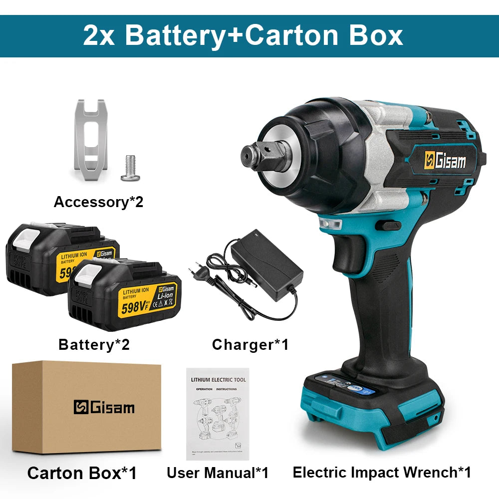 1800N.M Torque Brushless Electric Impact Sepana 1/2 inci Bateri Litium-Ion Alat Kuasa Sepana Tanpa Kord untuk Makita Bateri 18V