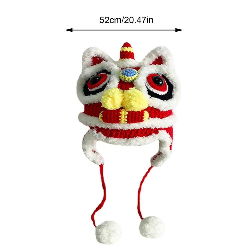 Topi Maskot Tahun Arnab 2023 Gaya Cina Singa Merah Dijahit dengan Baik Hiasan Tahun Baru Cina Comel Untuk Wanita Lelaki Lelaki