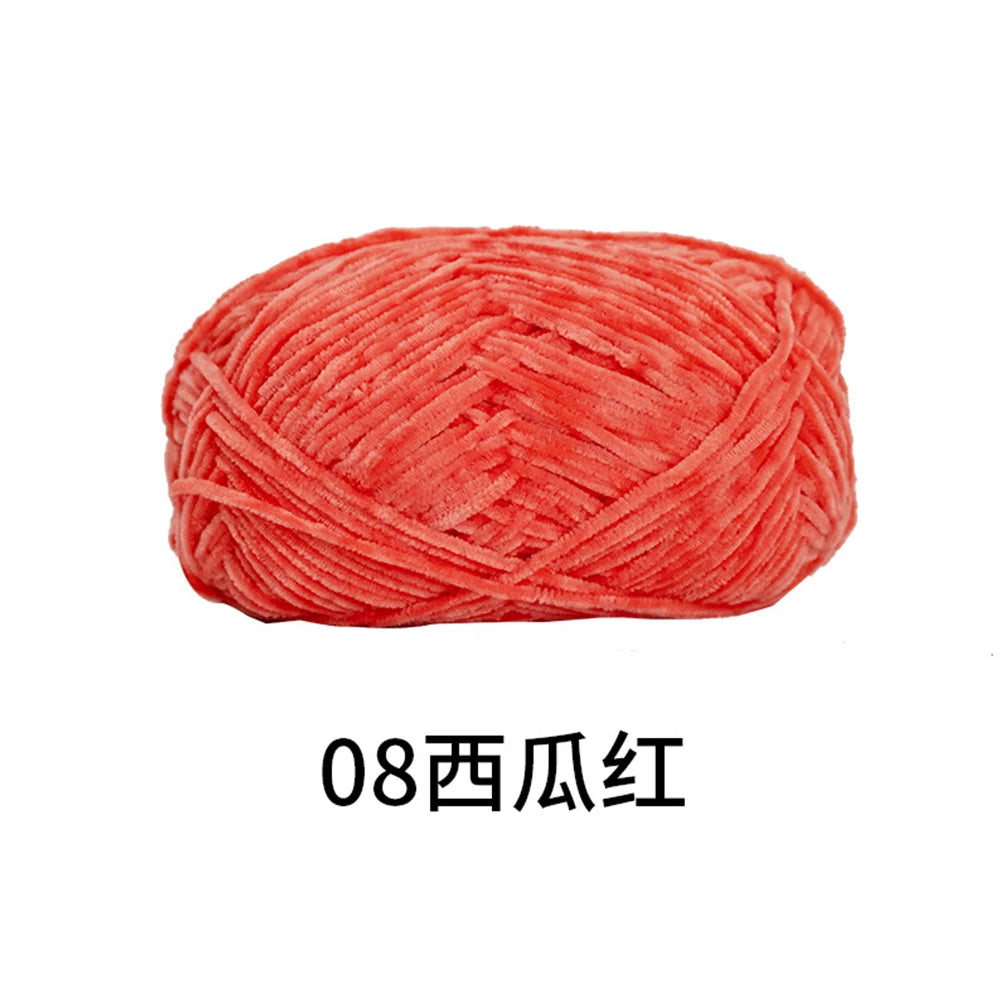 40g/roll 2mm Lustre Chenille Yarn DIY Hand Crochet Dolls Shoes Materials For Hand Knitting Thin Pleuche Wool Rope