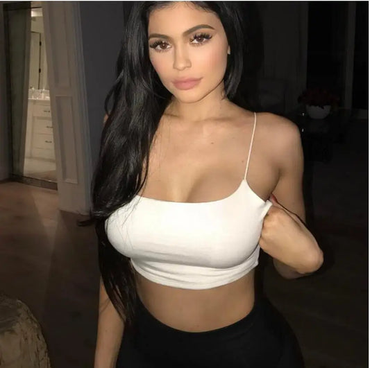 Hot Sale! Wanita Musim Panas Kamisol Crop Tops Slim Sling T-shirt Hitam Putih Bottoming Tank Bra Pakaian Dalam Vest Tops