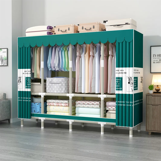 LEEGOHOME Wardrobe 205x45x170cm 26mm Painted Alloy Steel Pipe ABS Interface Wholesale Purchasing Cloth Wardrobe 5-7Days Delivery