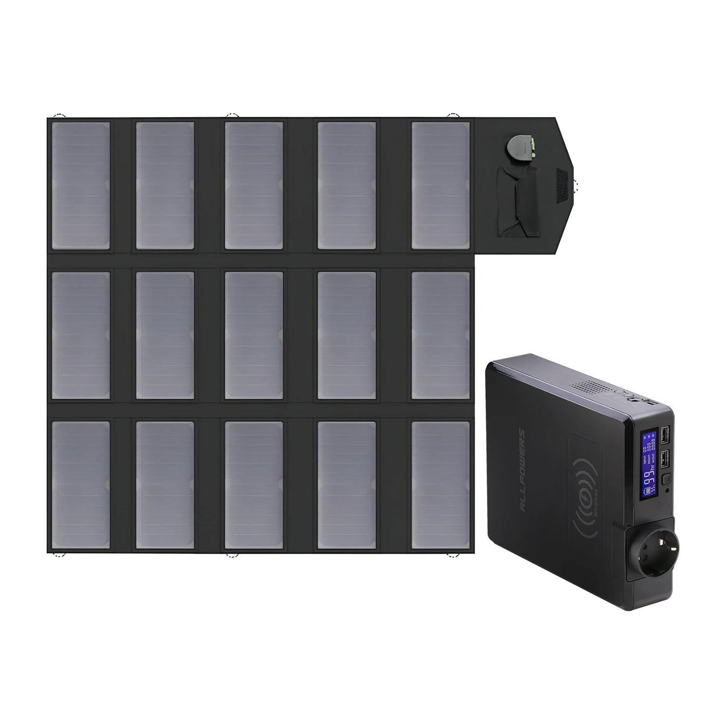 ALLPOWERS 100W Panel Suria Boleh Dilipat, Pengecas Bateri Suria Mudah Alih Mit Penjana Suria 200W Powerstation Untuk Perkhemahan, Perjalanan