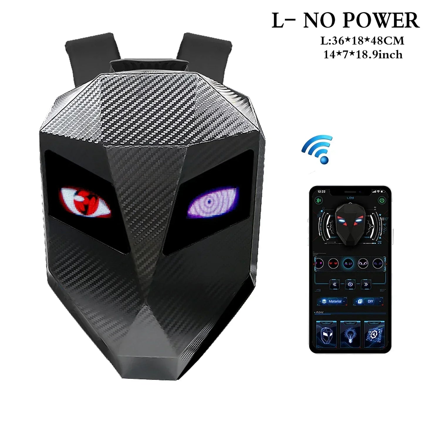 LOY LED Knight Berbasikal Beg galas Fesyen Topi keledar Motosikal Bluetooth Kalis Air Cangkang Keras Komputer riba Beg Personaliti Dengan Mata