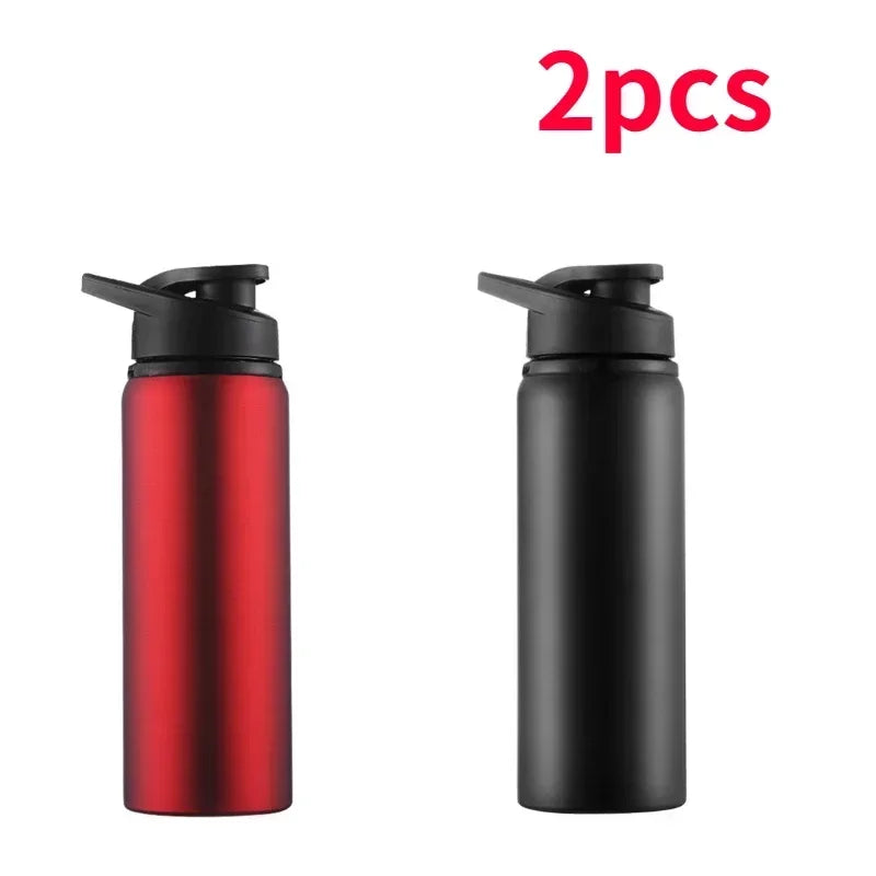 2Pcs Portable Stainless Steel Bicycle Water Bottle Straight Drinking Outdoors Sports Travel Kettle Metal Water Bottle