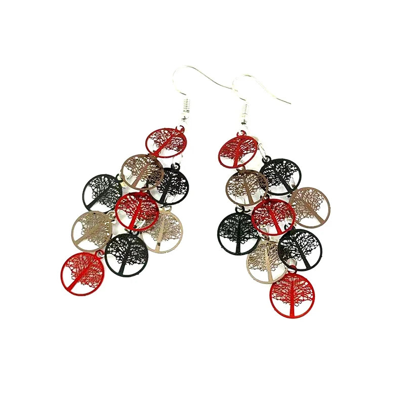 Vintage Hollow Leaves Drop Earrings for Women Bohemian Colorful Long Dangle Earrings 2024 Fashion Jewelry boucle oreille femme
