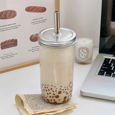 Ins Boba Milk Tea Gelas Air Cawan Dengan Penutup Jerami Kapasiti Besar Tahan Haba Jelas Gelas Kopi Bubble Jus Cawan Minuman Sejuk