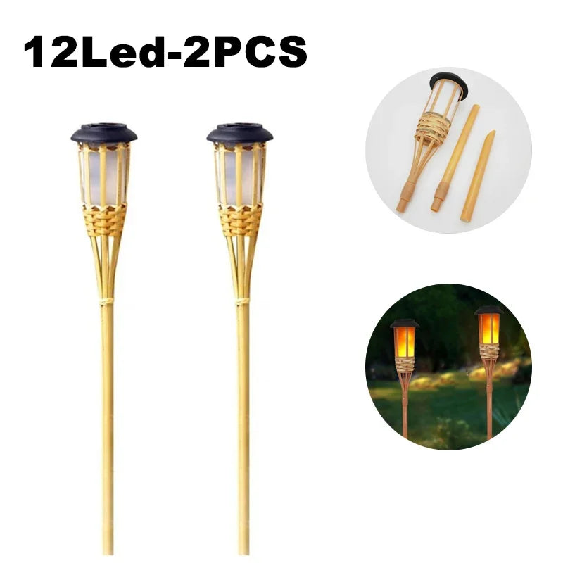 Lampu Suria Lampu Kesan Nyalaan LED Kraftangan Buluh Kalis Air Lampu Taman Rumput Obor Halaman Landskap Cahaya Luaran
