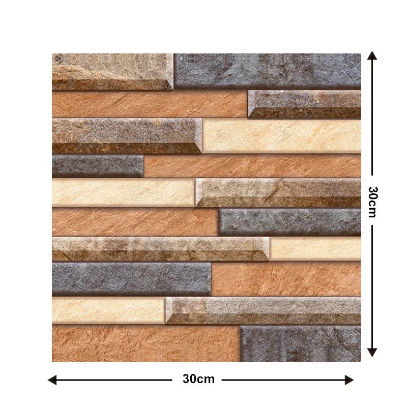 10 Keping Pelekat Dinding Pelekat Diri 3D 30x30cm Kertas Dinding PVC Kalis Air Mural Seni Dinding Boleh Alih untuk Hiasan Ruang Tamu Rumah DIY