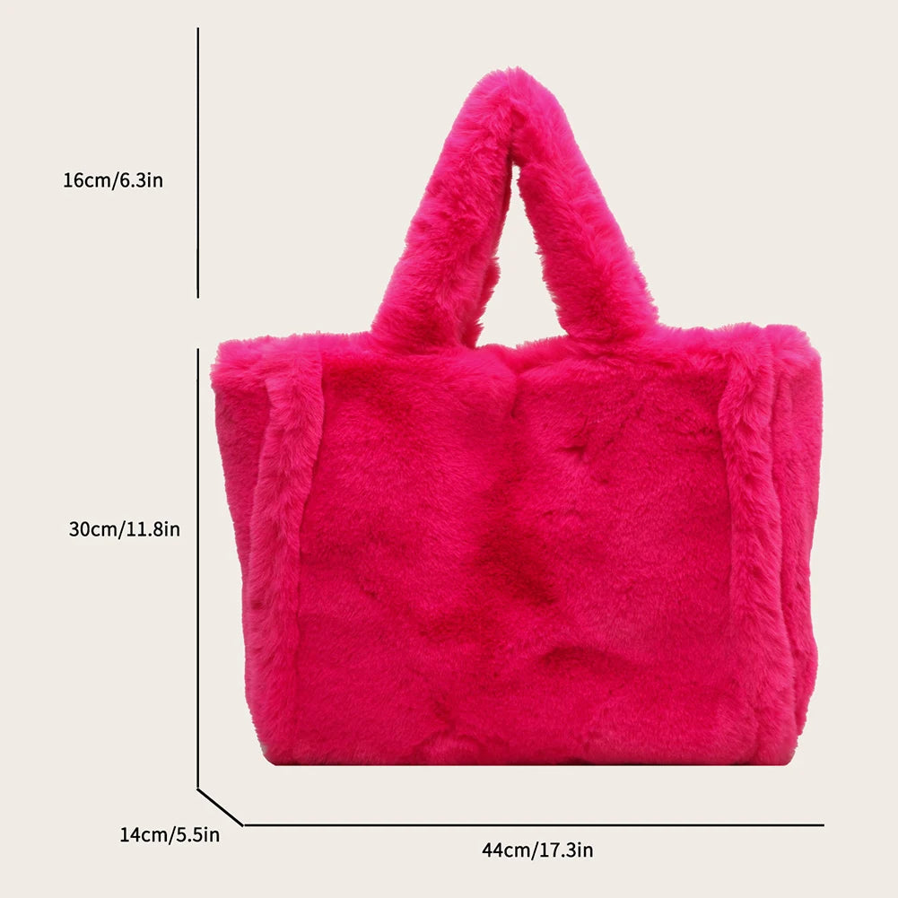 Beg Tote Mewah Bulu Tiruan Musim Sejuk Beg Wanita Pereka Bentuk Surat Beg Tangan Kapasiti Besar Beg Bahu Dompet Beg Beg Beg Wanita Bolsas