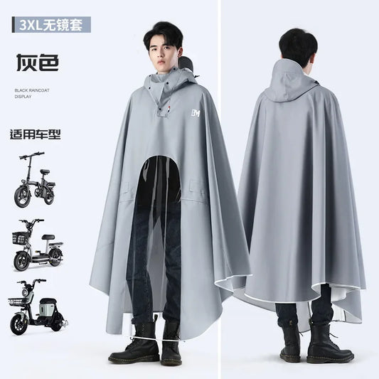 Adult Thickened Long Riding Poncho Oxford Large Single Full Body Raincoat Hooded Motorcycle Rider Raincoat for Men Rain Gear