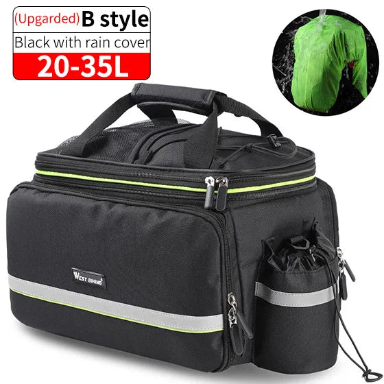 WEST BIKING Waterproof Bicycle Saddle Bag 20L Large Capacity Tail Rear 3 in 1 Trunk Bag Road Mountain Luggage Carrier Bike Bags