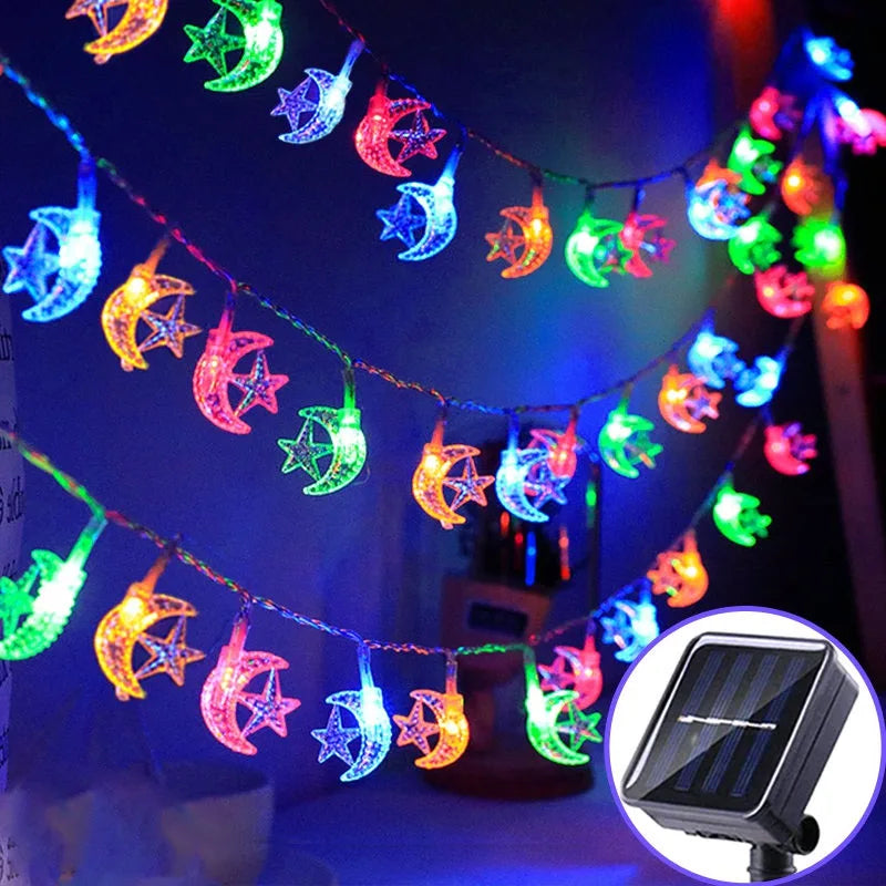 Lampu Rentetan Bintang Bulan Suria Eid Mubarak Lampu Eid Mubarak Luar Kalis Air