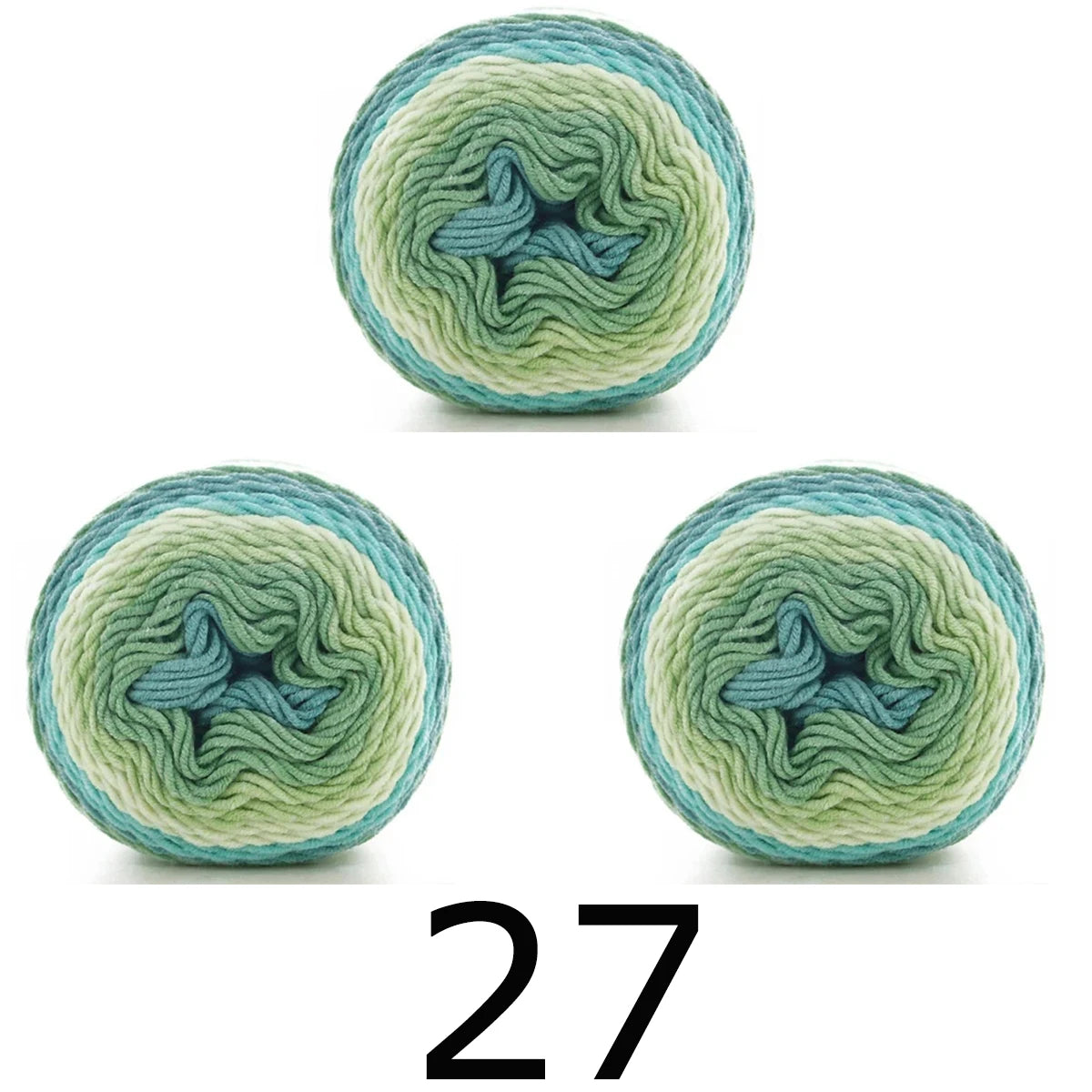 3pcsX100g Benang Pelangi 5 Segmen Helai Benang Dicelup Buatan Tangan DIY Benang Rajutan untuk Topi Sweater Selendang Sofa Kusyen Benang Kek 193M