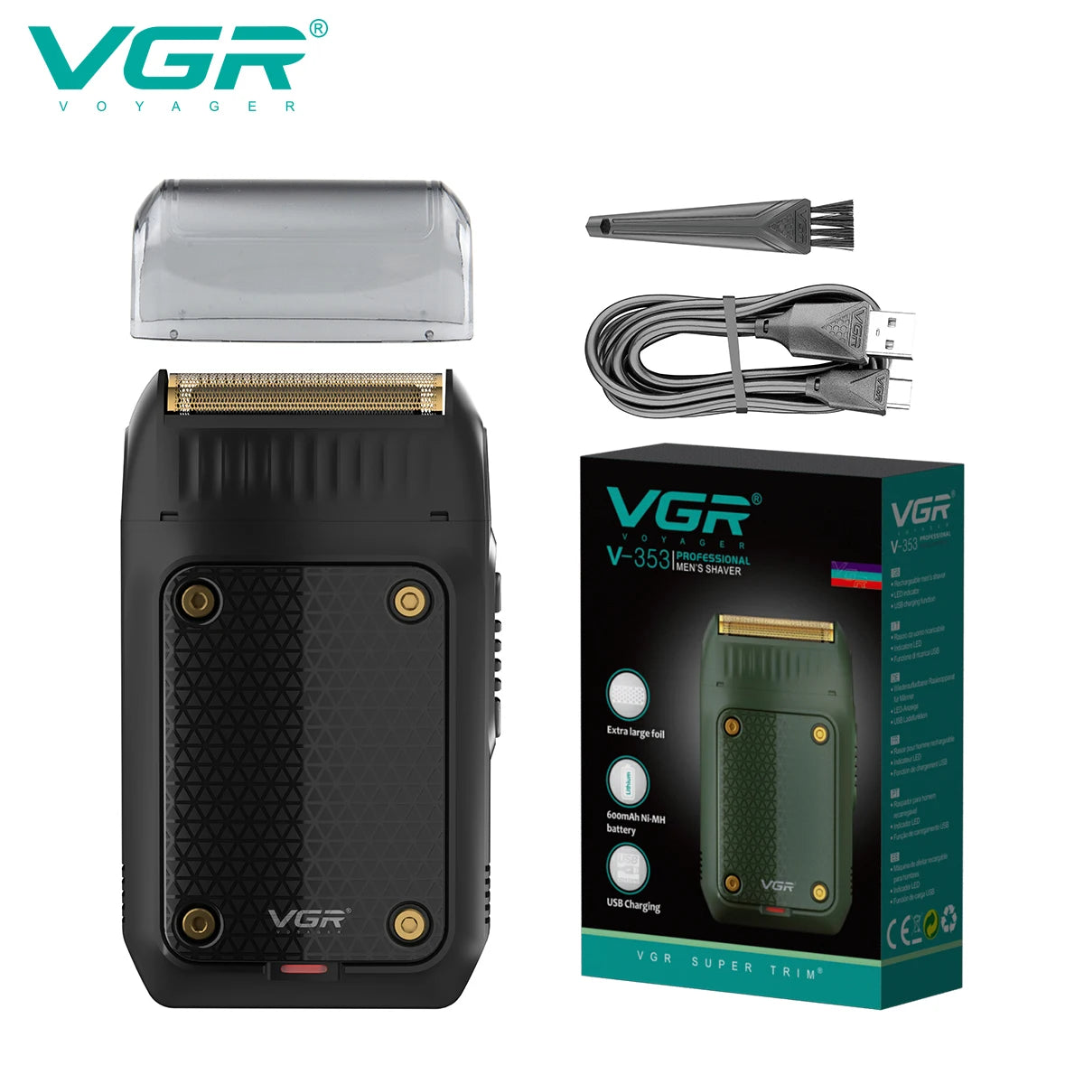 VGR Razor Pencukur Elektrik Pencukur Rambut Profesional Pemangkas Rambut Boleh Dicas Semula Pemangkas Janggut Mudah Alih Pencukur Rambut Mini untuk Lelaki V-353