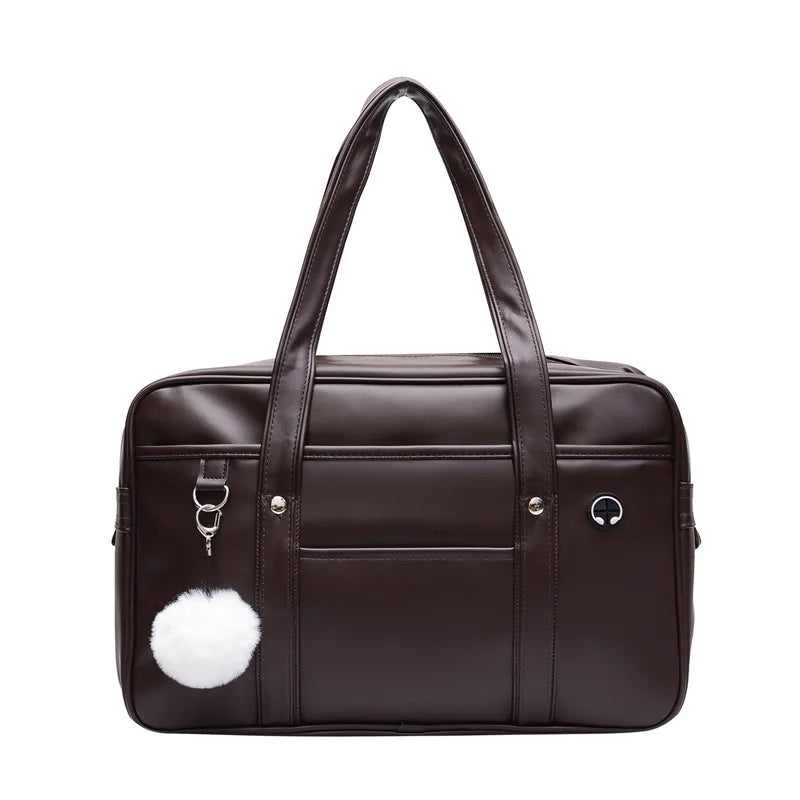 Japanese Women Handbags Men's Large Capacity Commuter Briefcase College Student School Travel Shoulder Bags PU Leather Satchels