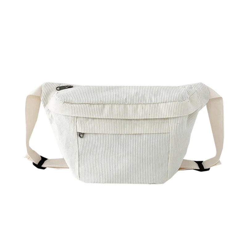 Fashion Corduroy Waist Bag Casual Lady Waist packs Phone Pack Large capacity Unisex Crossbody Chest Bags Street Hip hop Belt Bag