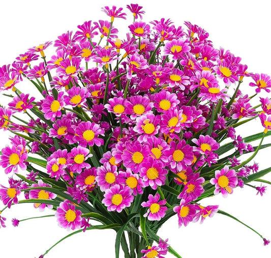 Artificial Daisies Flowers Outdoor UV Resistant Fake Foliage Plants Shrubs for Window Box Hanging Farmhouse Indoor Outside Decor