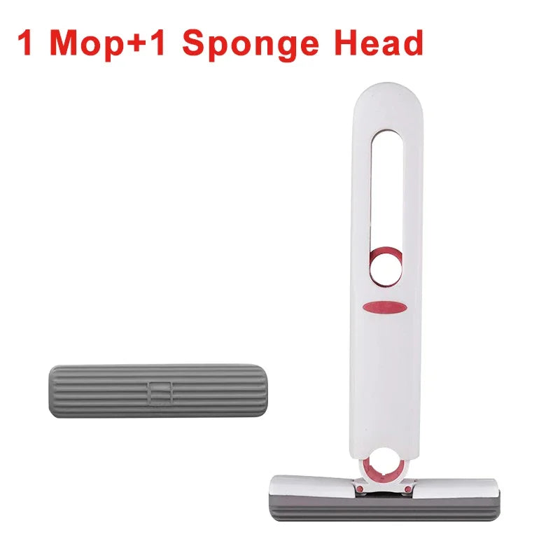 Mop Mini Mop Lipat Pembersihan Rumah yang Kuat Dengan Span Memicit Sendiri Mop Basuh Lantai Tingkap Meja Alat Bersih Kereta