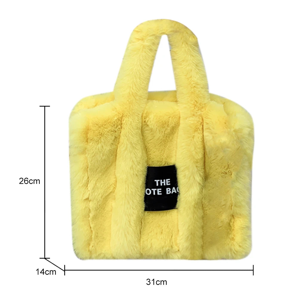 Beg Tote Mewah Bulu Tiruan Musim Sejuk Beg Wanita Pereka Bentuk Surat Beg Tangan Kapasiti Besar Beg Bahu Dompet Beg Beg Beg Wanita Bolsas