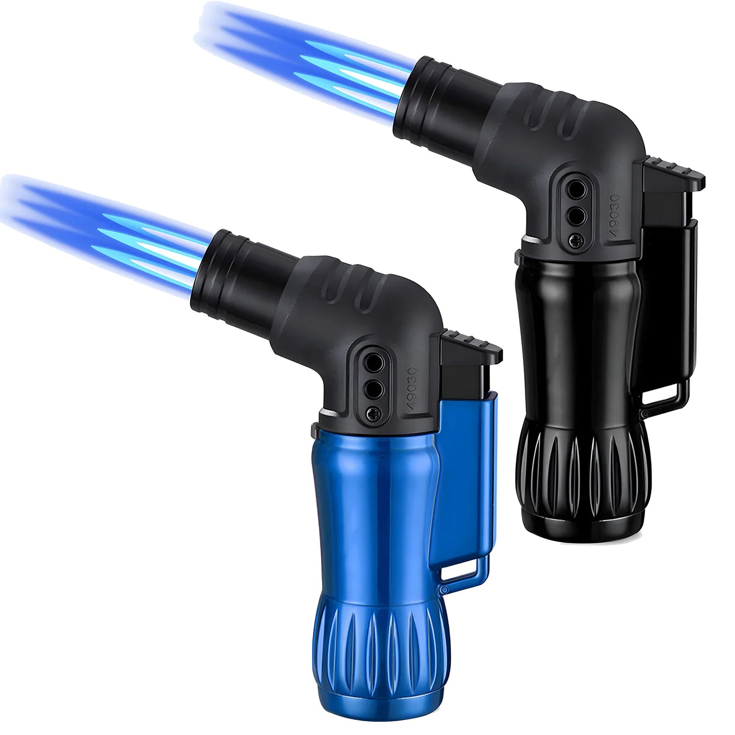 2pcs/Set Triple Jet Flame Torch Lighter Bend Head Design Refillable Butane Gas, Jet 3 Flame Windproof for Gifts(Without Butane)