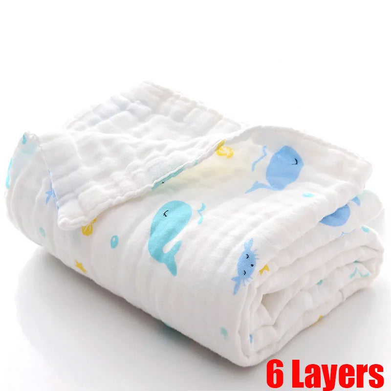 Cotton Baby Bath Towel Boys Girls Towel Blanket For Newborn Baby Bathrobe 6 Layers Gauze Washcloth Infant Swaddle