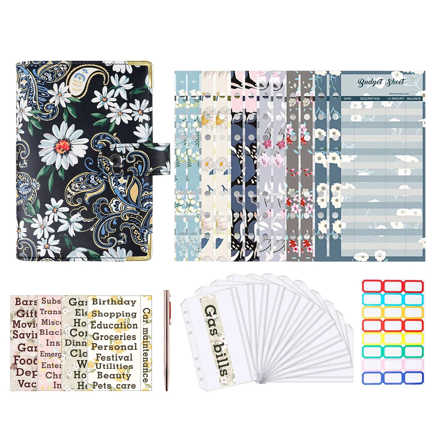 A6 Budget Planner A6 Cash Envelope Notebook Binder PU Leather Money Organizer For Cash Stuffing Budget Planner With Cash