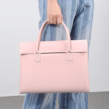 Beg Komputer Riba Permulaan Tersuai Kapasiti Besar PU Kulit Beg Tangan Pelajar Pejabat Perniagaan Fesyen Beg Tangan Komputer Buku Nota Ringkas