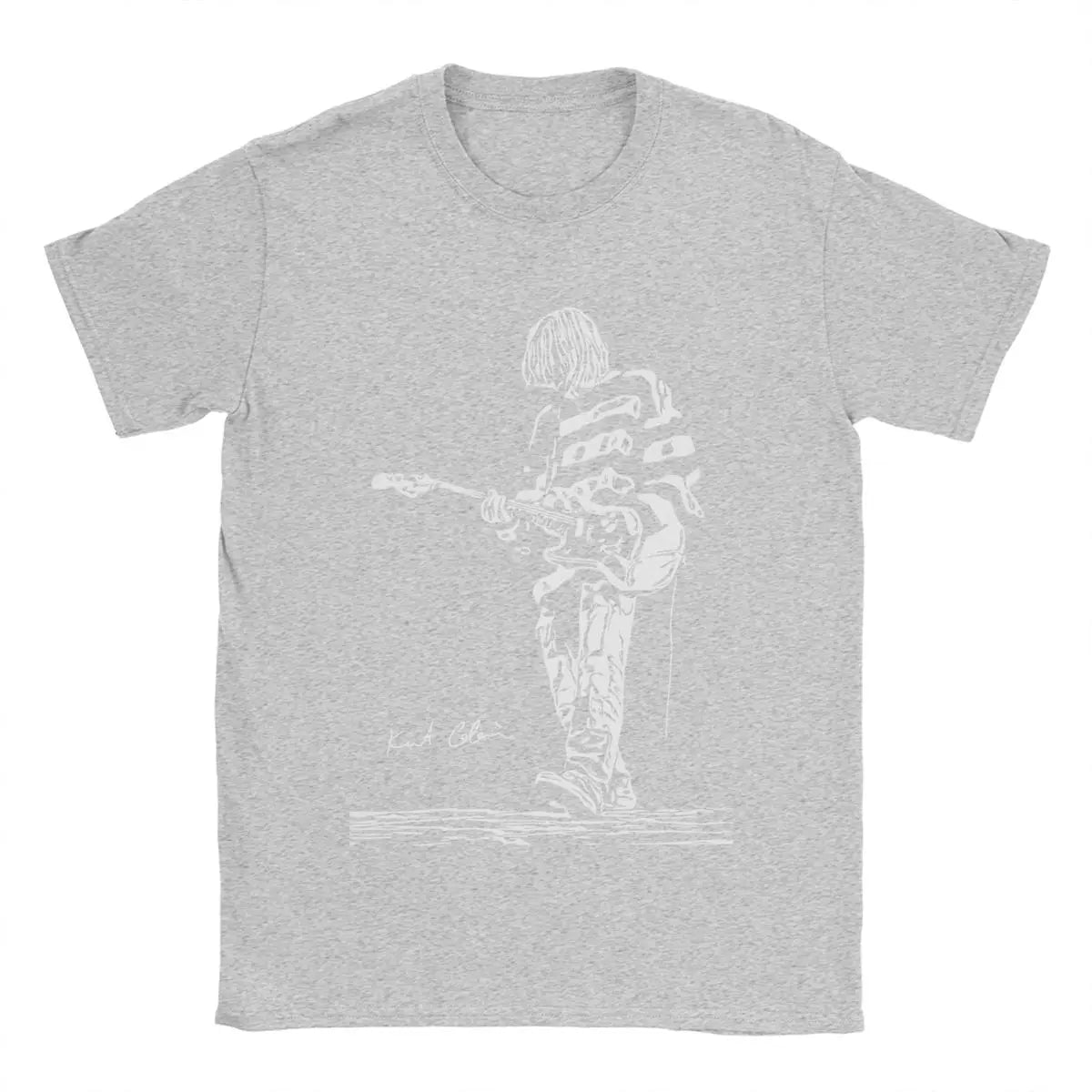 Kurt Cobain Guitar Men's T Shirts Cool Tee Shirt Short Sleeve Crewneck T-Shirt 100% Cotton Classic Clothing