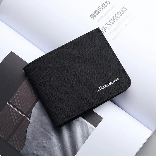 Classic Short Canvas Men Wallets Fashion Famous Brand Multi-Slot Coin Purses Pocket Photo Card Holder High Quality Male Wallets