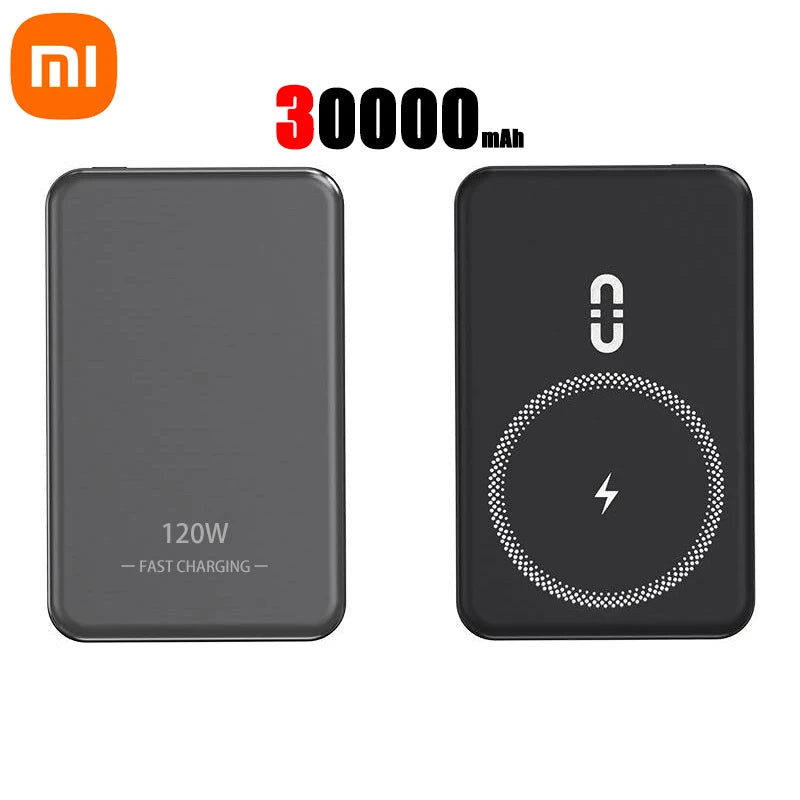 Xiaomi 50000mah Power Bank Magsafe Kuasa Mudah Alih Wireless Power Bank Pengecasan Magnet Tanpa Wayar Sesuai Untuk iPhone Samsung