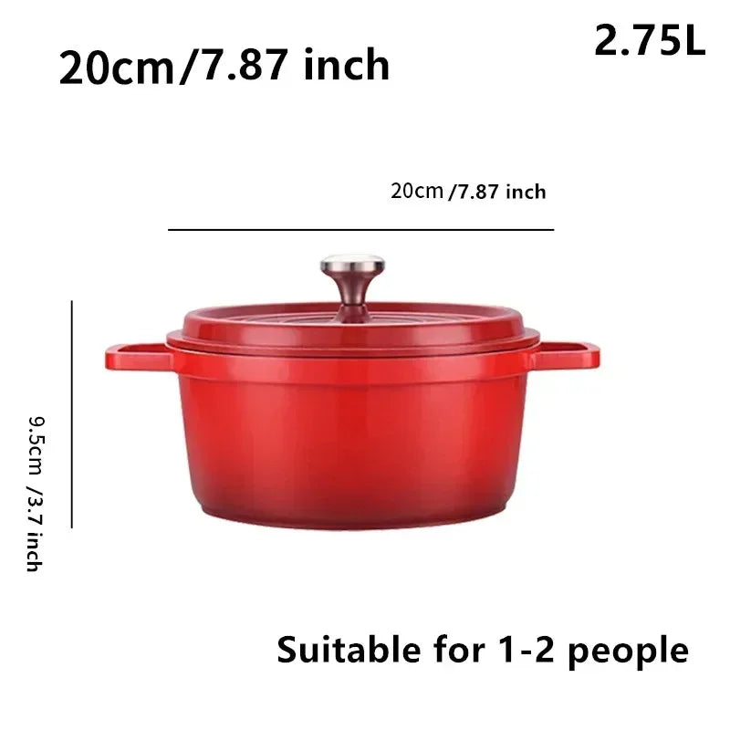 Ketuhar Belanda Aluminium Tuang Berenamel Dengan Penutup Kuali Nonstick 4.7L untuk Pembakaran Roti Salutan Enamel Pinggan Kaserol Untuk Semua Sumber Haba