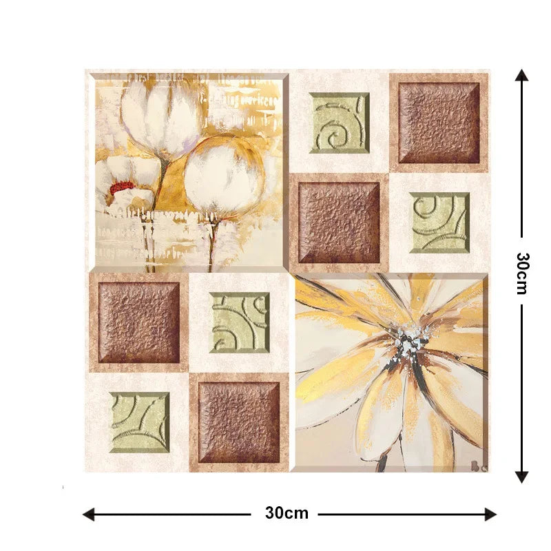10 Keping Pelekat Dinding Pelekat Diri 3D 30x30cm Kertas Dinding PVC Kalis Air Mural Seni Dinding Boleh Alih untuk Hiasan Ruang Tamu Rumah DIY