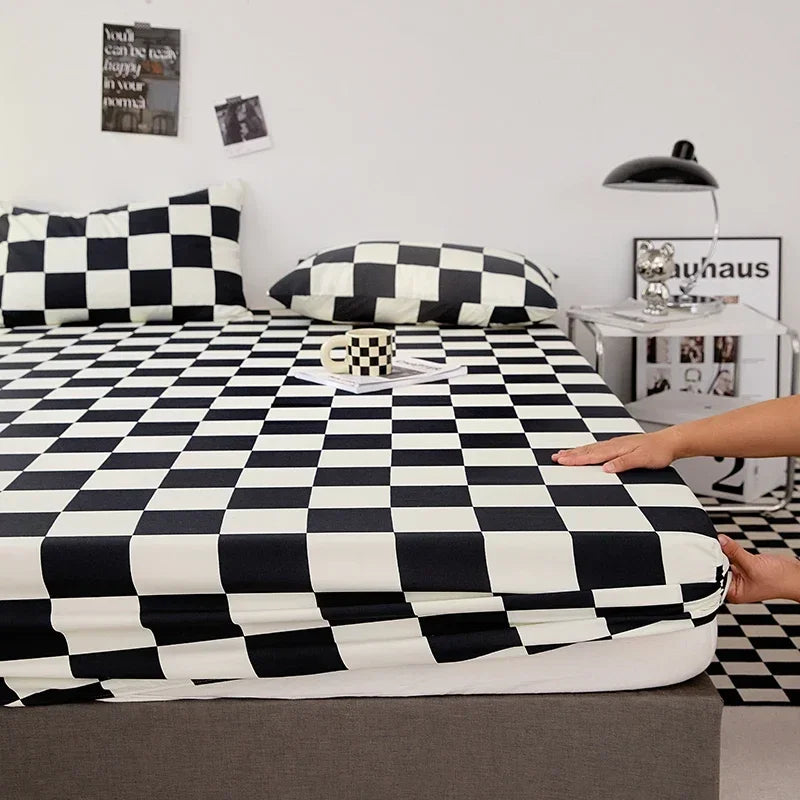 High Quality White Bed Sheet with Elastic Band Single/Queen/King Size Fitted Bed Sheets for Double Beds All-around Bed Cover