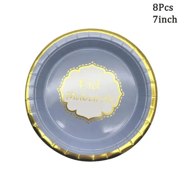 Eid Mubarak Pinggan Kertas Pakai Cawan Napkin Pesta Haji Muslim Islam Hone Party Ramadan Kareem Bekalan Hiasan Meja