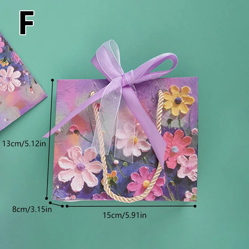 Flower Gift Pakcaging Bag 3D Cloud Oil Painting Paper Bag Valentine's Day Birthday Wedding Party Favor Bag Clothes Store Handbag