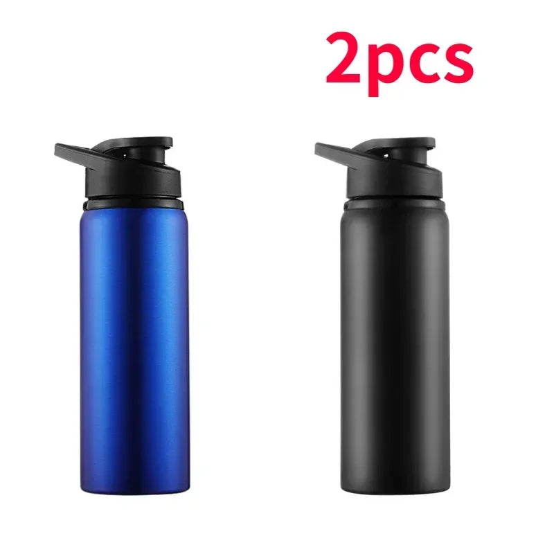 2Pcs Portable Stainless Steel Bicycle Water Bottle Straight Drinking Outdoors Sports Travel Kettle Metal Water Bottle