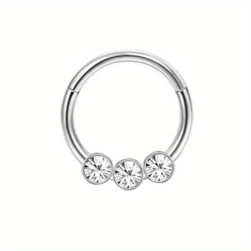 CASSIECA 1Pc Surgical Steel Septum Rings 16G Clicker Nose Rings Hoops Small Cartilage Helix Daith Piercing Jewelry for Women Men